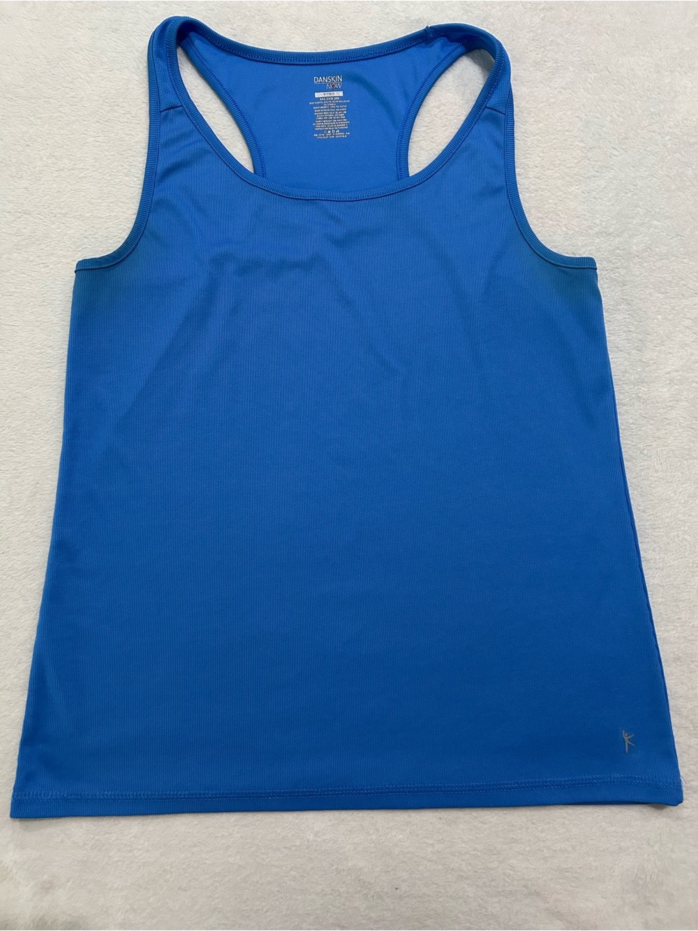 Danskin Now Women’s Size XXL Blue Fitted Ribbed Racer Back Tank Top Activewear